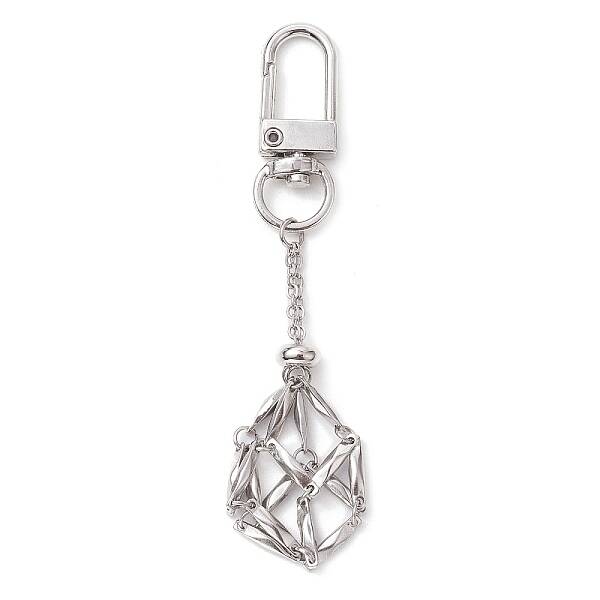 304 Stainless Steel Empty Stone Holder Chain Pouch Pendant Decorations