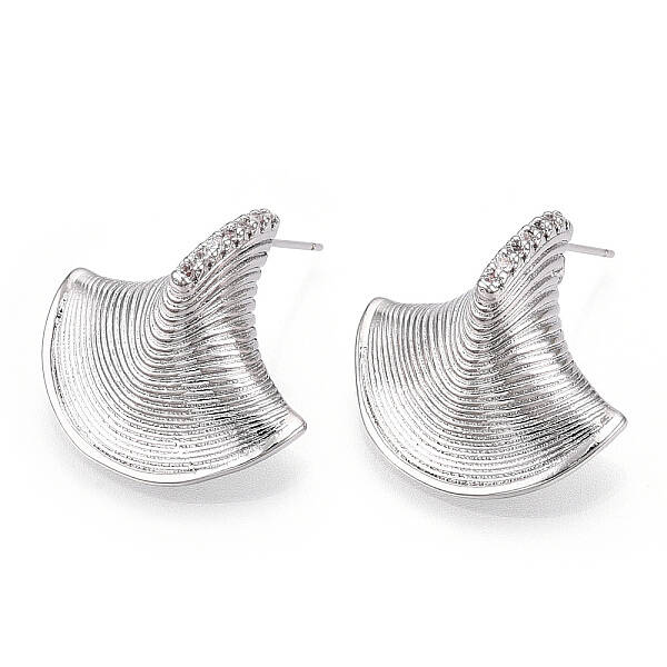 Brass Micro Pave Cubic Zirconia Ear Studs