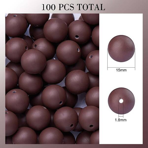 100Pcs Silicone Beads Round Rubber Bead 15MM Loose Spacer Beads for DIY Supplies Jewelry Keychain Making