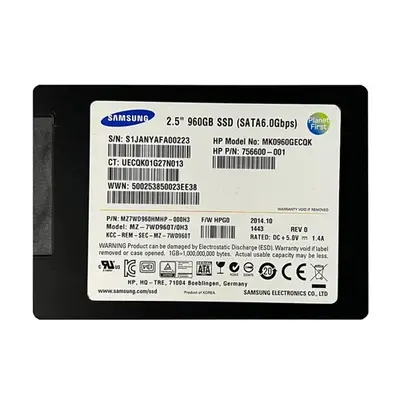 756600-001 HP 960GB SATA 6Gb/s Hot-Pluggable Light Endurance 2.5-Inch Smart Carrier Enterprise Light Solid State Drive for Pr...