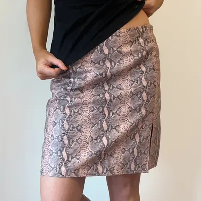 Fiorello Animal print Mini Skirt - 30W UK 10 Pink Faux Leather
