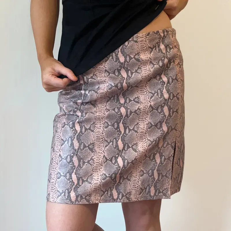 Fiorello Animal print Mini Skirt - 30W UK 10 Pink Faux Leather