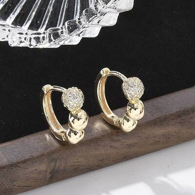 Brass Clear Cubic Zirconia Hoop Earrings
