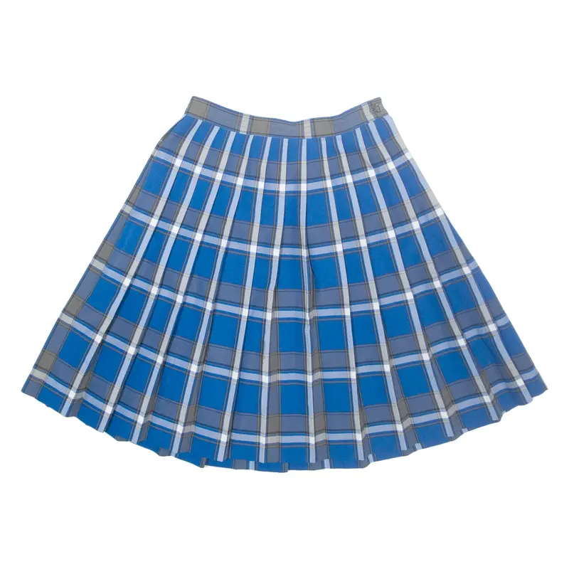 DENNIS Womens Pleated Skirt Blue Midi Check S