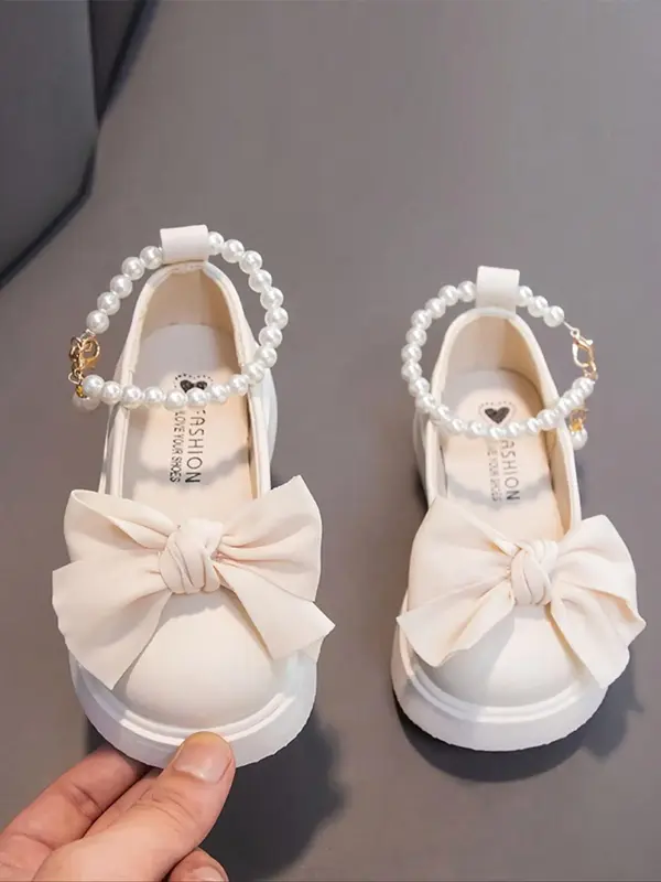 Girl's Cute Bowknot Design Flat Shoes, Fashionable Solid Color Mary Jane Flats for Daily Wear, Non-slip Wear-resistant Shoes ...