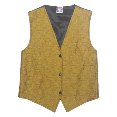 YESSICA Womens Printed Waistcoat Brown V-Neck Sleeveless Crazy Pattern M