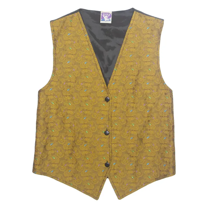 YESSICA Womens Printed Waistcoat Brown V-Neck Sleeveless Crazy Pattern M