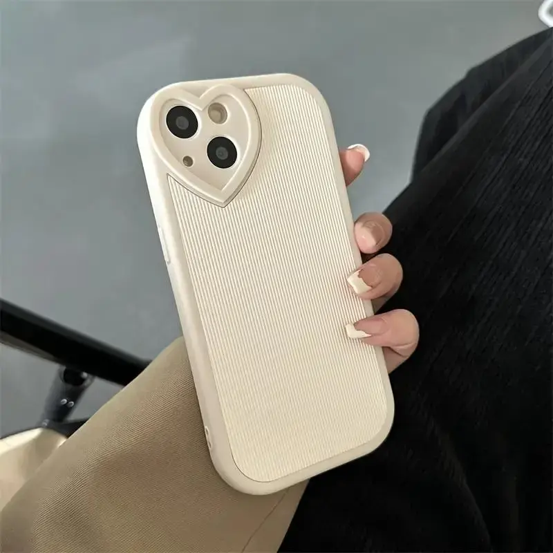 Heart Shaped Camera Design Matte Phone Case, Full Body Shockproof TPU Protective Case For iPhone, Mobile Phone Protection Acc...