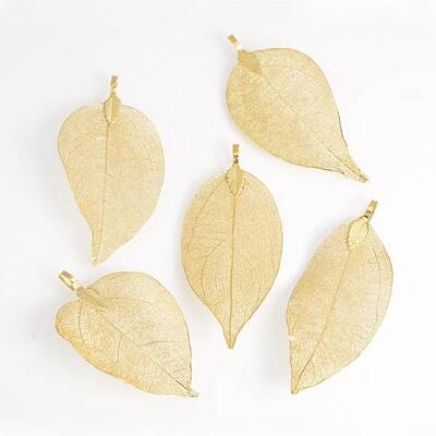 Electroplated Natural Leaf Big Pendants