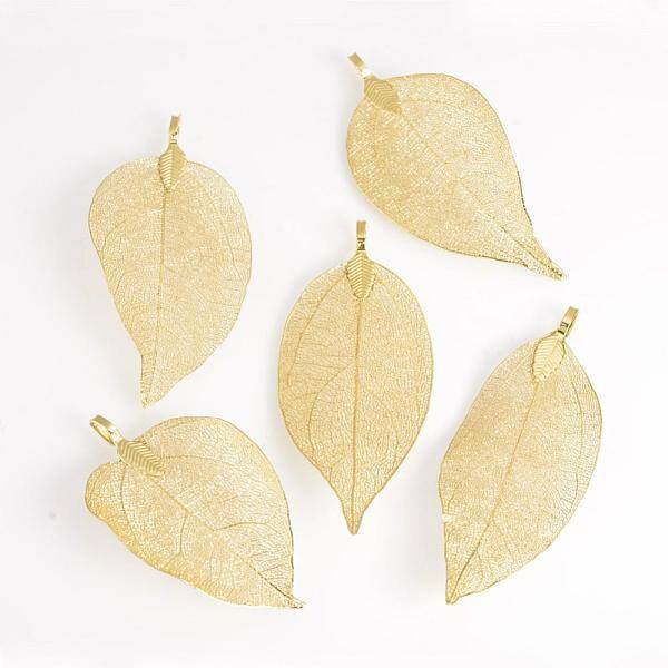 Electroplated Natural Leaf Big Pendants