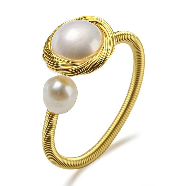 Natural Pearl Open Cuff Ring