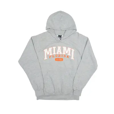 POINT SPORTSWEAR Miami Florida Hoodie Grey Pullover Mens S