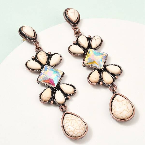 Alloy Synthetic Turquoise Dangle Stud Earrings
