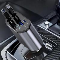 4 in 1 Car Charger, Retractable Car Charger, Type C Charger for iPhone, Dual Ports Fast Charging Phone Charger, Car Charger w...