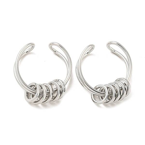 Brass Rotating Rings Open Cuff Ring