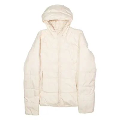 ADIDAS ORIGINALS Womens Puffer Jacket Cream Hooded UK 12