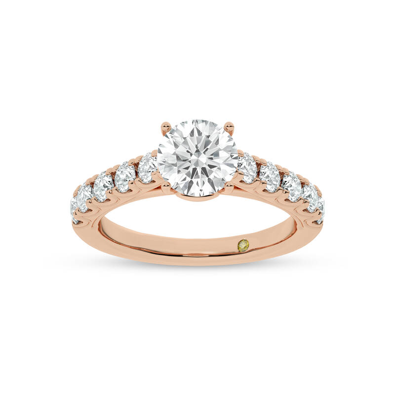 Reno Pavé Set Round Lab Grown Cathedral Diamond Engagement Ring | 14K Rose Gold 2 1/3 CT. TW.
