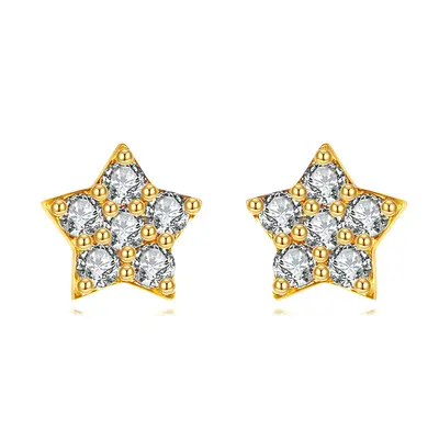 14K Gold Cubic Zirconia Star Stud Earrings