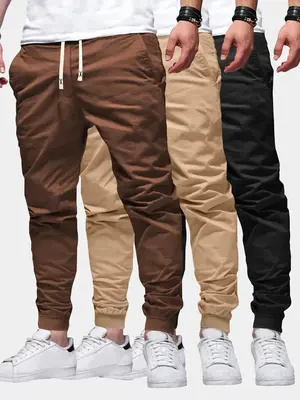 Men's Solid Drawstring Pocket Sweatpants,  Fashionable Comfortable Casual Jogger Trousers, Sweatpants for Men, Summer Outfits...