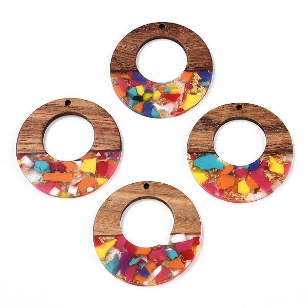 Transparent Resin & Walnut Wood Pendants