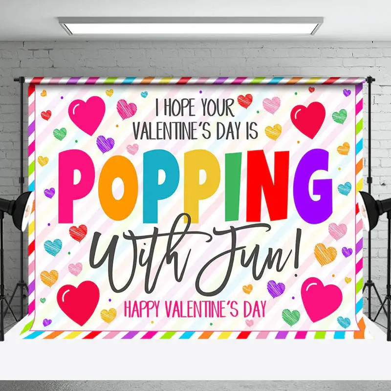Colorful Hearts Popping Fun Valentines Day Backdrop - Aperturee