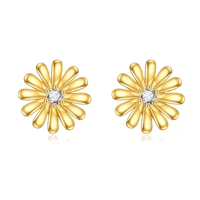 14K Gold Moissanite Daisy Stud Earrings