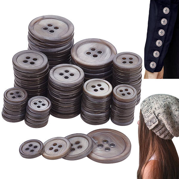 120Pcs 4 Style 4-Hole Natural Shell Buttons