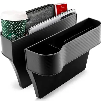 Car Seat Side Storage Box, 2 Counts Car Seat Side Organizer with Cup Holder, Car Interior Storage Box for Cup, Phone, Key, Ca...