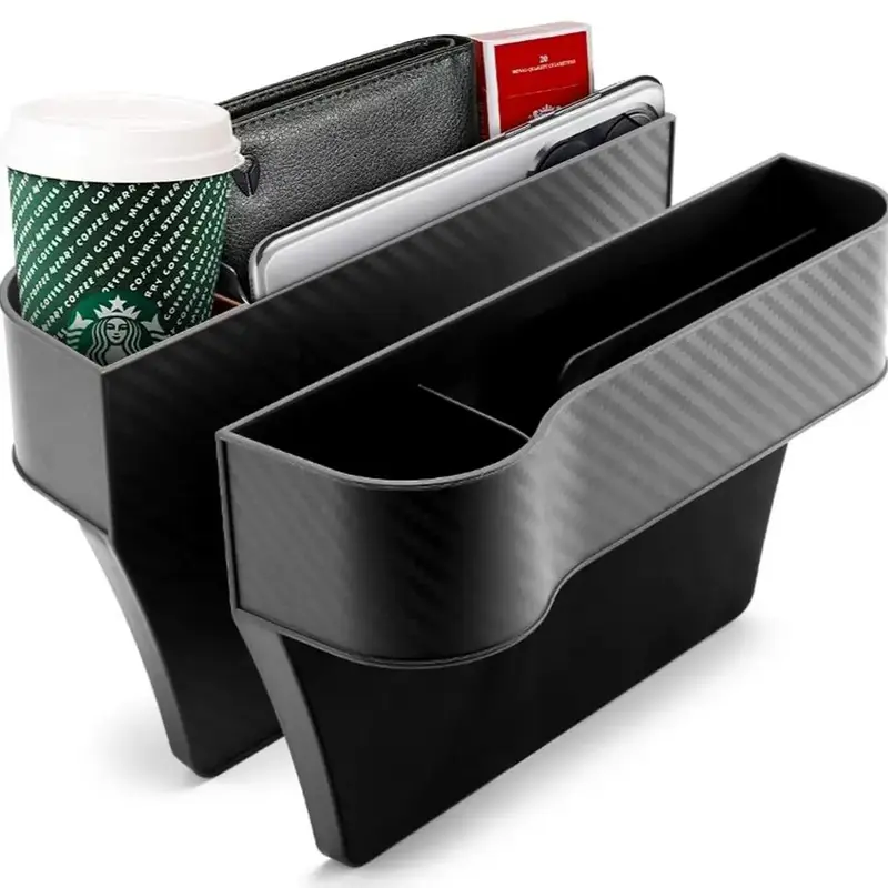 Car Seat Side Storage Box, 2 Counts Car Seat Side Organizer with Cup Holder, Car Interior Storage Box for Cup, Phone, Key, Ca...