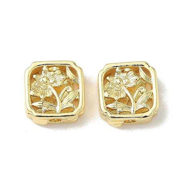 Square with Flower Brass Beads