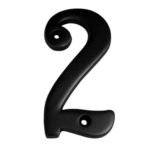 Better Home Products 4 Solid Brass House Number #2, Matte Black