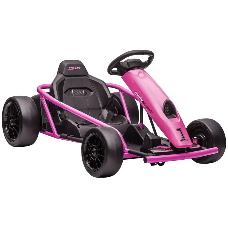 Aosom 24V 8.1 MPH Electric Go Kart, Drift Ride-On Racing Go Kart with 2 Speeds, Slow Start, Music, Horn Honking and Safety Be...
