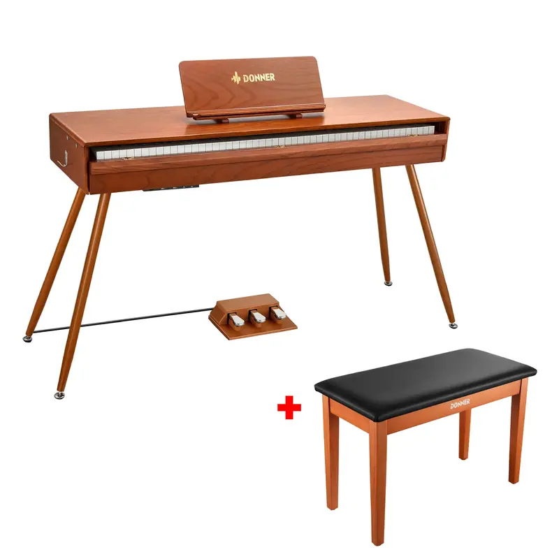Donner DDP-80 PRO Solid Wood Digital Piano - Piano+Wooden Two Seated Bench