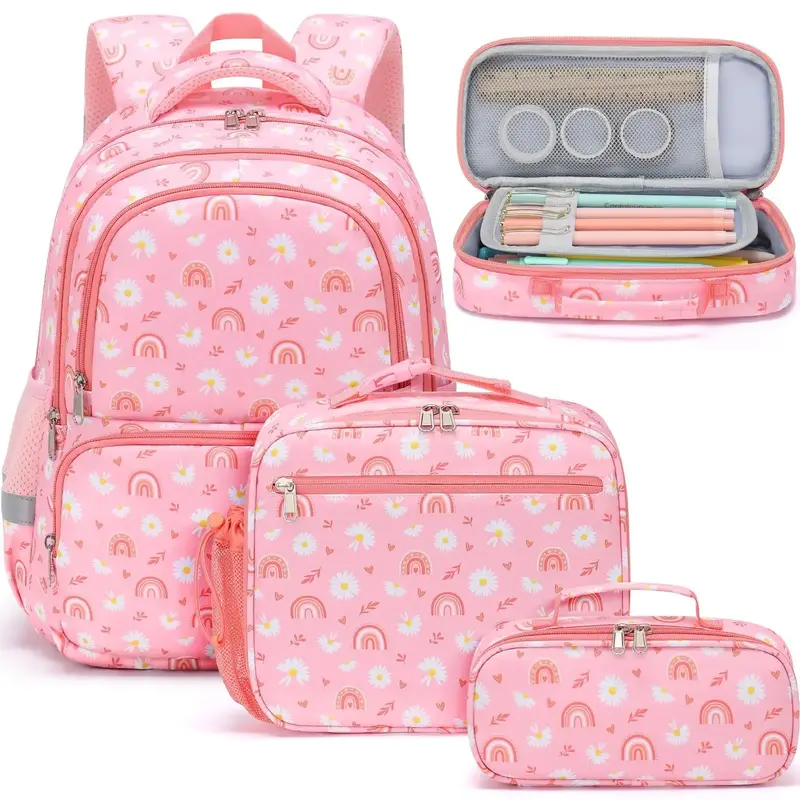 Fimibuke 3-in-1 School Backpack Set – Waterproof Cute Bookbag with Lunch Box & Pencil Case,  Back to School