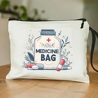 Medicine Zipper Bag, 1 Count Waterproof Cosmetics   Canvas  Storage Bag, Travel Pill Organizer