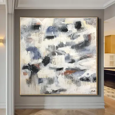 Abstract Beige Paintings On Canvas Colorful Wall Art Modern Texture Art Wall Decor | MORNING IN NORWAY