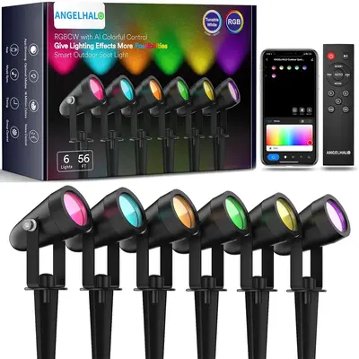 Angelhalo Landscape Spotlights, Smart Outdoor Spotlights IP65 Waterproof, WiFi Low Voltage Color Changing Outdoor Lights for ...