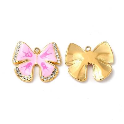 Real 18K Gold Plated 304 Stainless Steel Rhinestone Pendants
