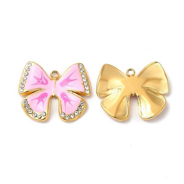 Real 18K Gold Plated 304 Stainless Steel Rhinestone Pendants