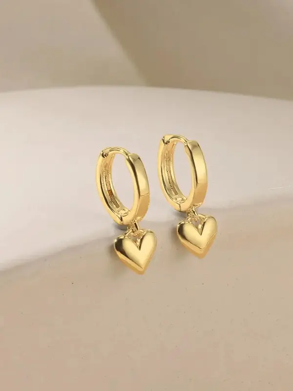 Women's Elegant Heart Design Dangle Earrings As Gift for Girlfriend, Plain Trendy Drop Earrings for Women Girl, Fashionable M...