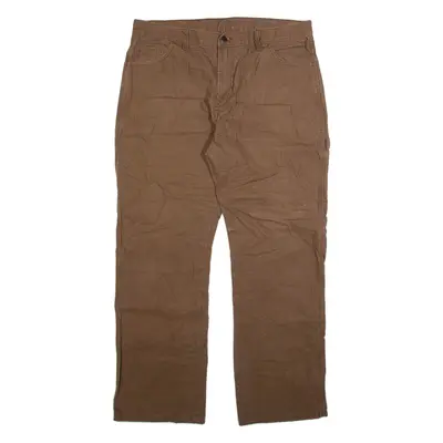 DICKIES Carpenter Mens Trousers Brown Regular Straight W36 L32