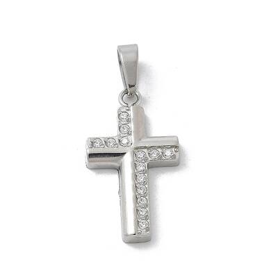 Ion Plating(IP) 304 Stainless Steel Micro Pave Cubic Zirconia Pendants