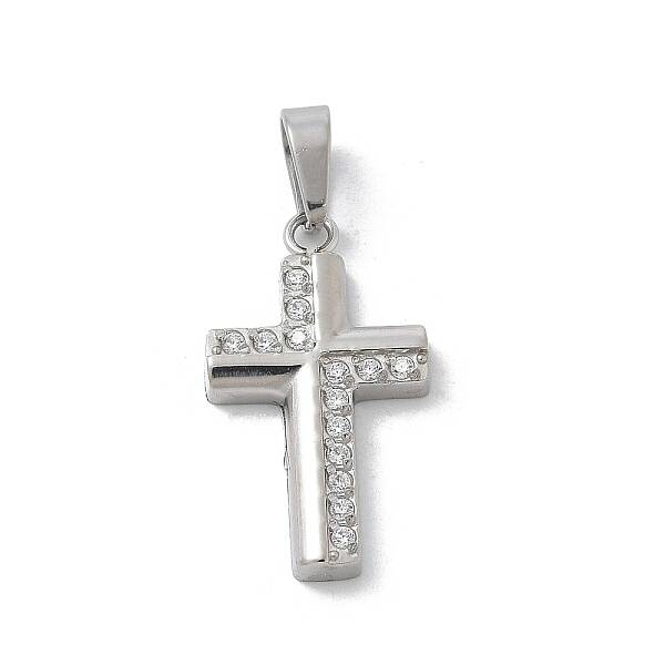 Ion Plating(IP) 304 Stainless Steel Micro Pave Cubic Zirconia Pendants