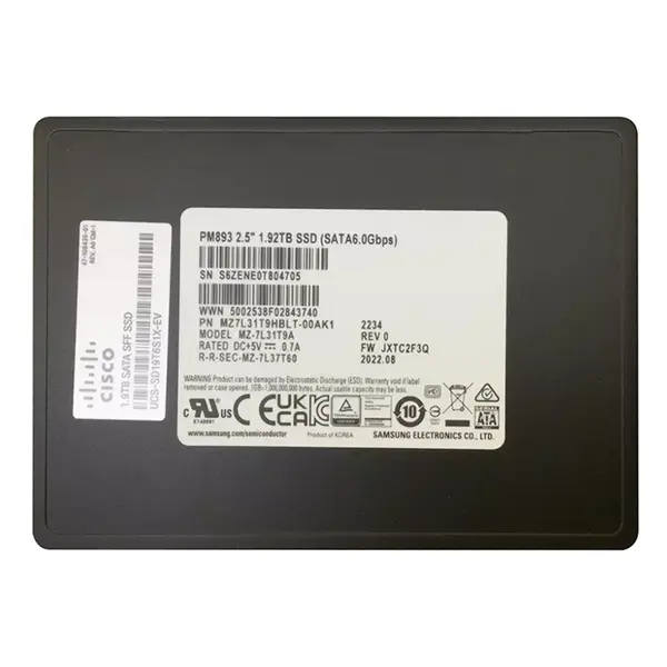 MZ7L31T9HBLT-00AK1 Samsung Enterprise PM893 Series 1.92TB Triple-Level Cell SATA 6GB/s V-NAND 7mm 2.5-Inch Solid State Drive