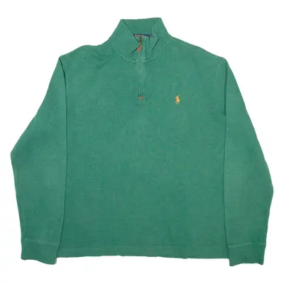 POLO RALPH LAUREN Mens Jumper Green 1/4 Zip Tight Knit L