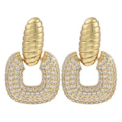 Square Clear Cubic Zirconia Dangle Earrings