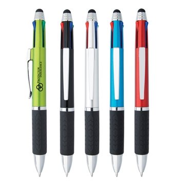 250 Customized 4-In-1 Pen With Stylus - Rubber Grip
