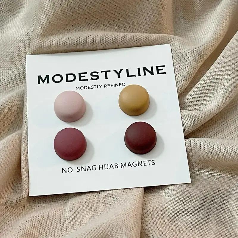 Modestyline No-Snag Hijab Magnets - 4 Pairs of Hijab Magnets in Assorted Colors: Pink, Beige & Red