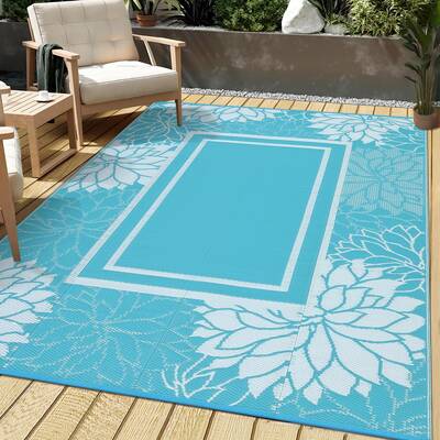 Garvee Area Rug 8x10 Patio Outdoor Mat Waterproof Non-Slip Fade-Resistant Plastic Durable Lightweight Foldable Picnic Beach C...