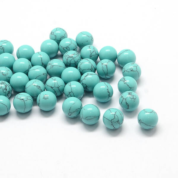 Round Dyed Synthetic Turquoise Beads